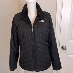 The North Face Reversible Nylon to Faux Fur Reversible Zip Jacket, Ladies Small